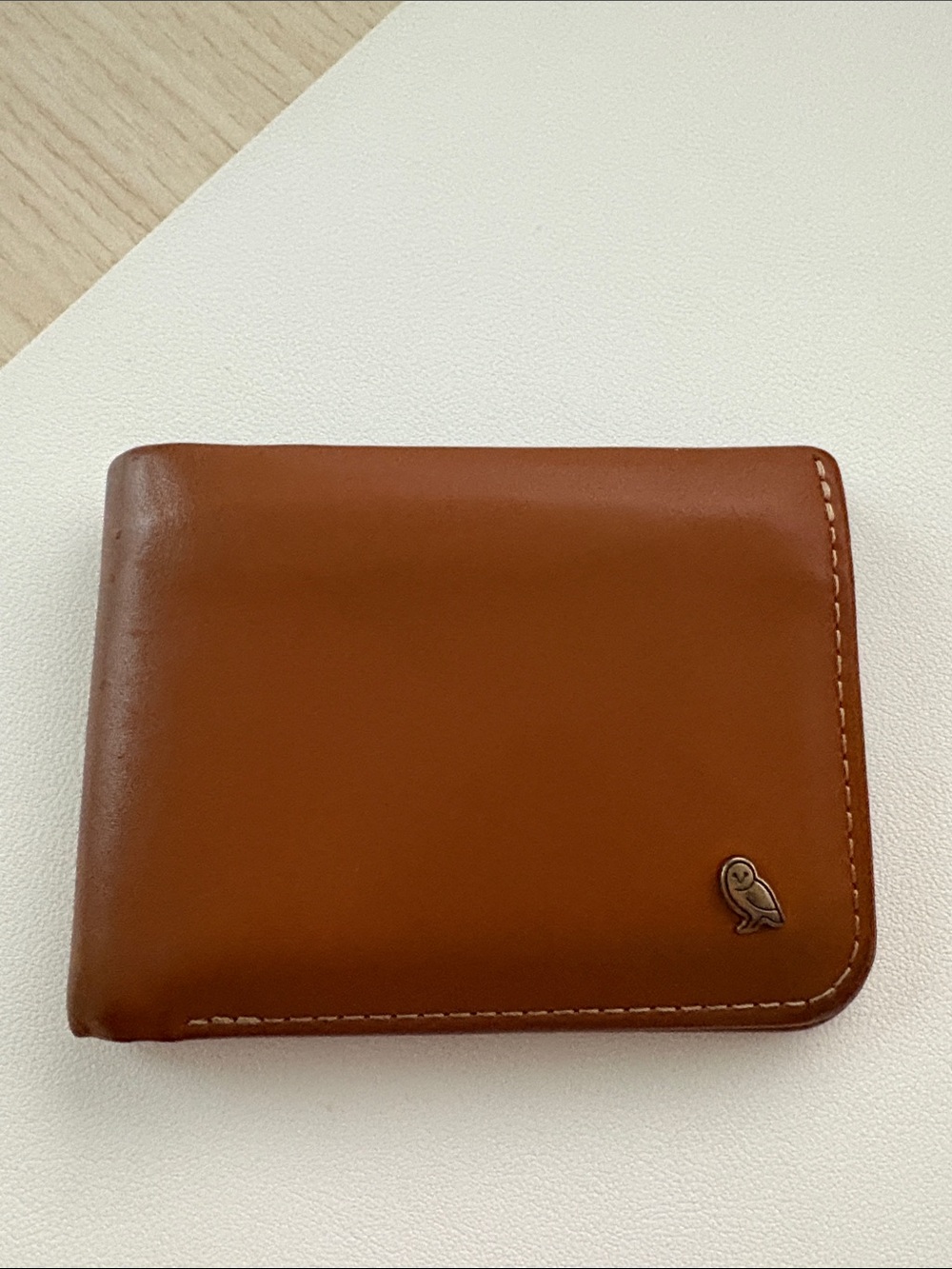 Bellroy Brown Leather Bi-Fold Wallet with Owl Logo